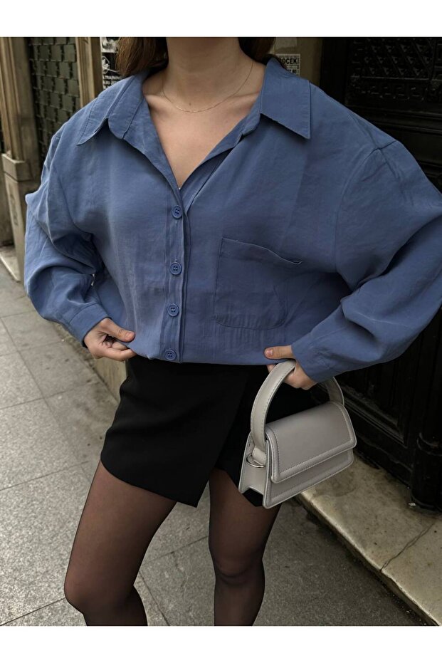 Kadın Oversize Modal Gömlek - 4