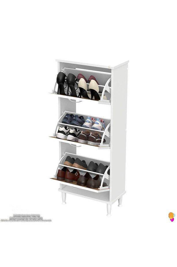 Varbi Kapı Önü 52 X 127 X 25, 5 Cm Lik 3 Düşer Kapak 6 Göz Raf Bölmeli Ayakkabılık - 5