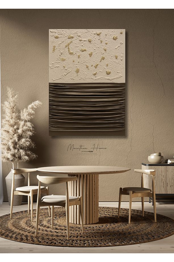 Dokulu Alçı Tablo – Lunar Drapery | El Yapımı 3D Dekoratif Duvar Tablosu - 1