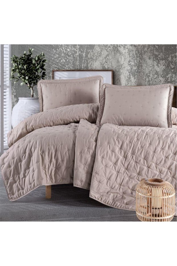 Clasy Microfiber Embroidered Double Bed Cover Set Aspendos