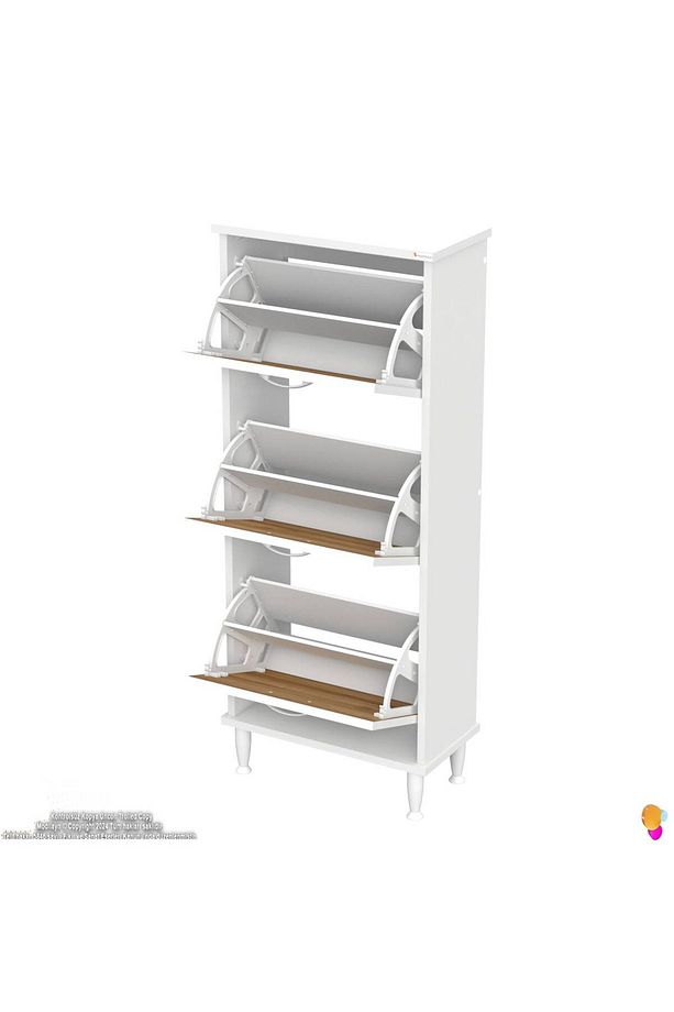 Varbi Kapı Önü 52 X 127 X 25, 5 Cm Lik 3 Düşer Kapak 6 Göz Raf Bölmeli Ayakkabılık - 7