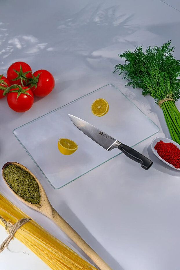 Transparent Glass Cutting Board, Oval Edge Cutting Board, Antibacterial, Presentation Board.