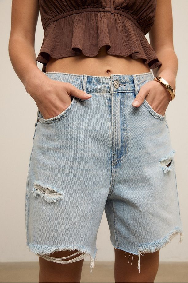 Uzun Denim Şort - 3