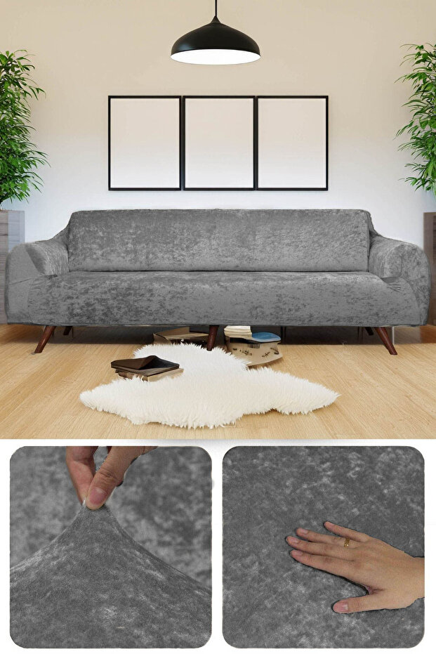 3-Seater Sofa Cover with Velvet Rubber | Sofa Cover | Sofa Bed Cover Case