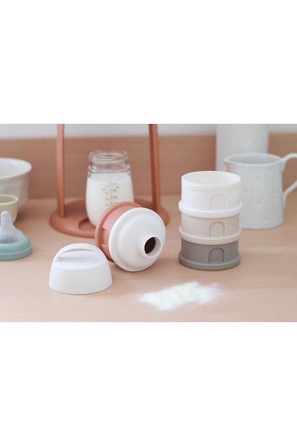 4 Katmanlı Süt Tozu Kutusu ve Atıştırmalık Kabı (Cotton white/Terracotta) - 4