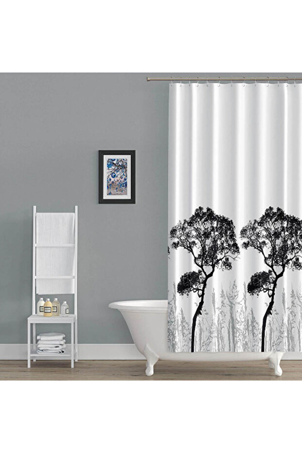 Bathroom Curtain 2X120X200 Double Wing Shower Curtain with Ring Gift Shower Cabin Curtain 3391