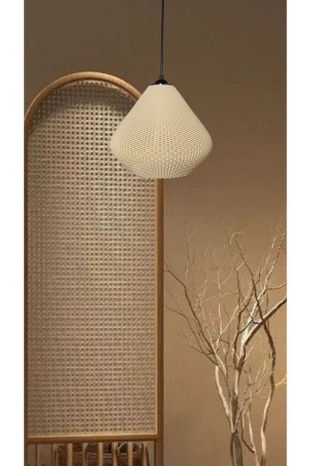 Gruis Hasır Yüzey Avize, Rattan Görünümlü Tasarım Tekli Sarkıt Avize (PLASTİK) E27 - 3