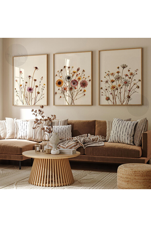 Wooden Framed 3 Piece Abstract Painting Qmrc45