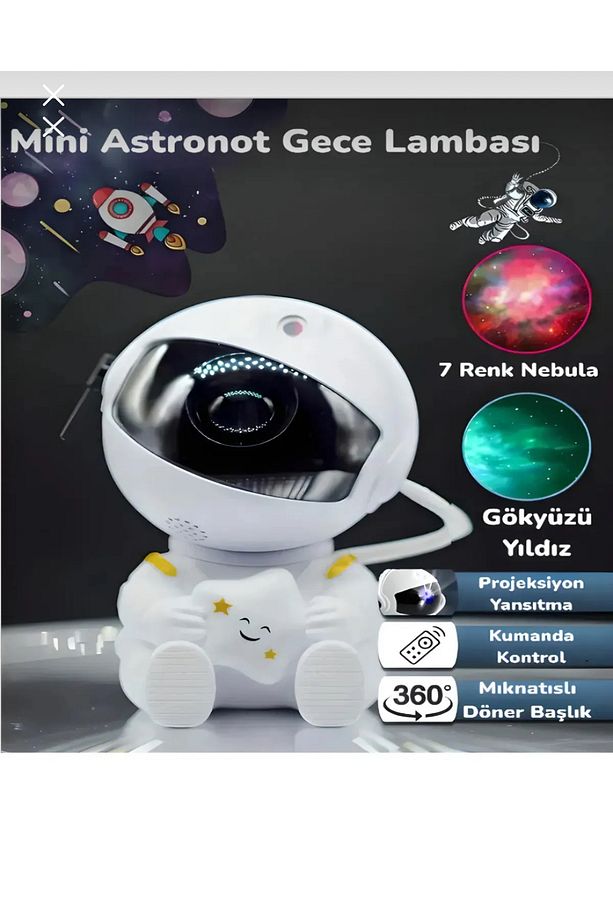 Bluetooth Astronot Projektor Gece Lambası Projeksiyon Dinlendirici Sesler Ve Uzaktan Kumanda - 4