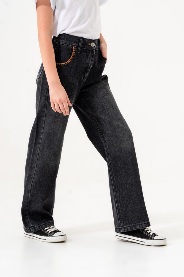 Kız Çocuk Çoban Dikişli Kot Pantolon 2164 - 3