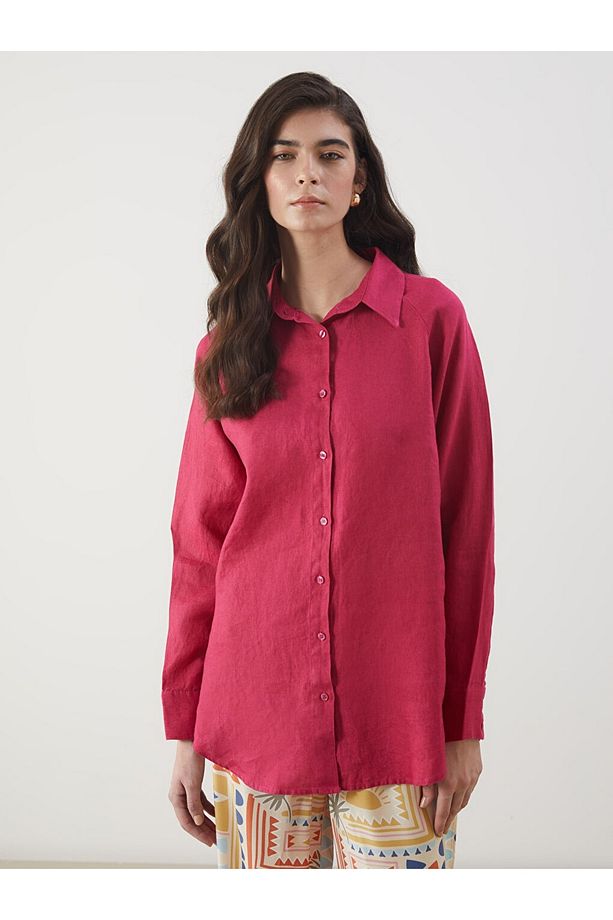 LCW Modest Oversize Keten Kadın Gömlek - 1