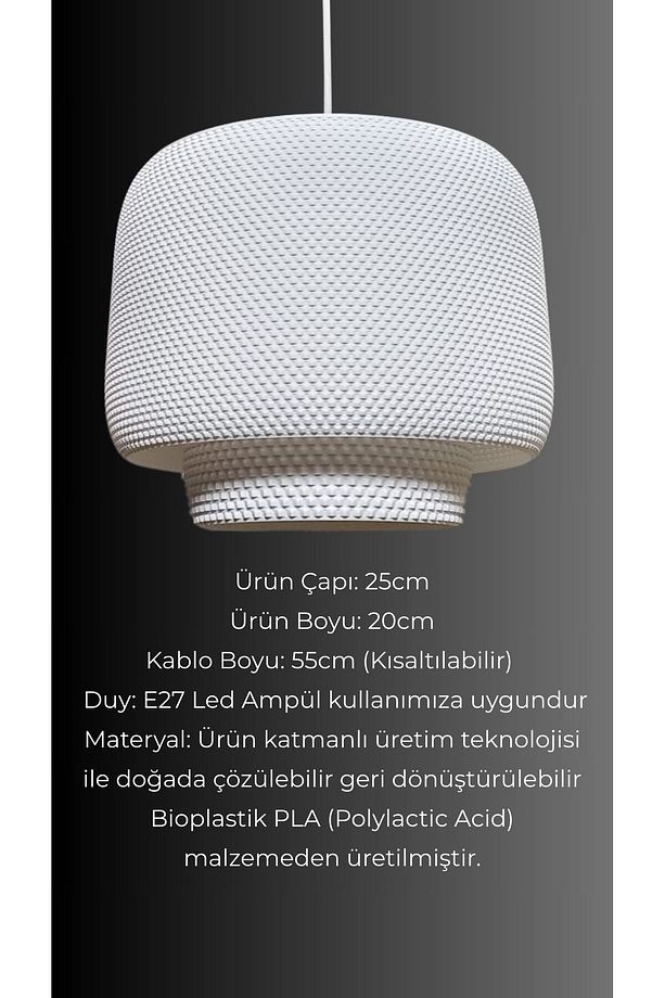 Serbenty Beyaz Mesh Yüzey Avize, Yatak Odası, Oturma Odası Tasarım Tekli Sarkıt Avize (PLASTİK) E27 - 5