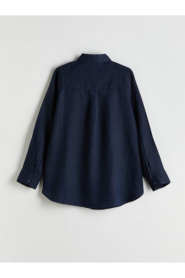LCW Modest Oversize Keten Kadın Gömlek - 6