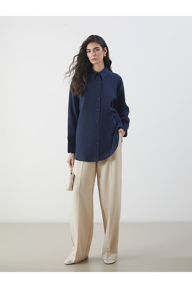 LCW Modest Oversize Keten Kadın Gömlek - 2