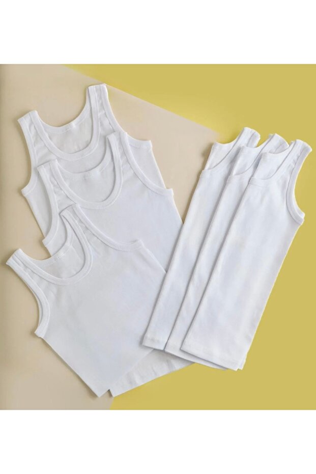 قميص داخلي قطني أبيض ممشط للأولاد مكون من 6 قطع - 3