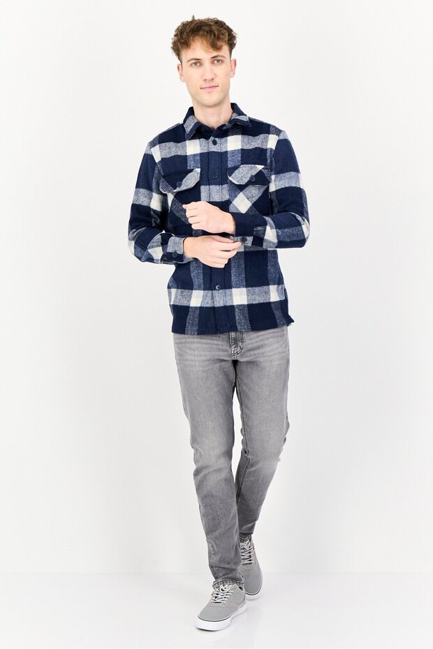 Men Checkered Jacket Shirt ,Multicolor - 4