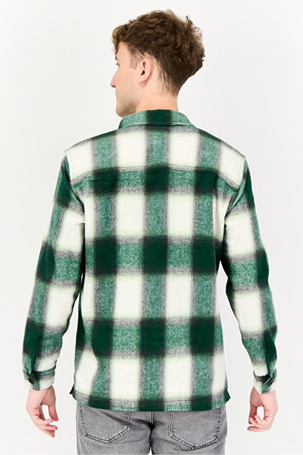 Men Checkered Jacket Shirt ,Multicolor - 3