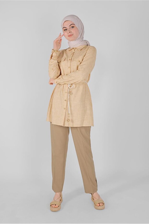 41628 Model Buttoned Checkered Tunic - 2