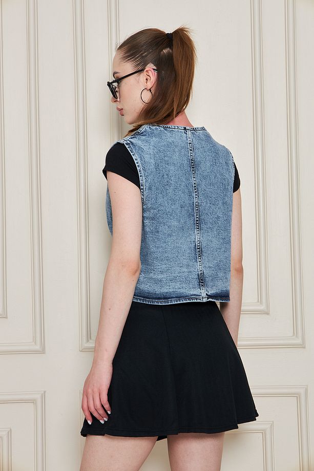 Mavi Crop Kot Yelek - 6
