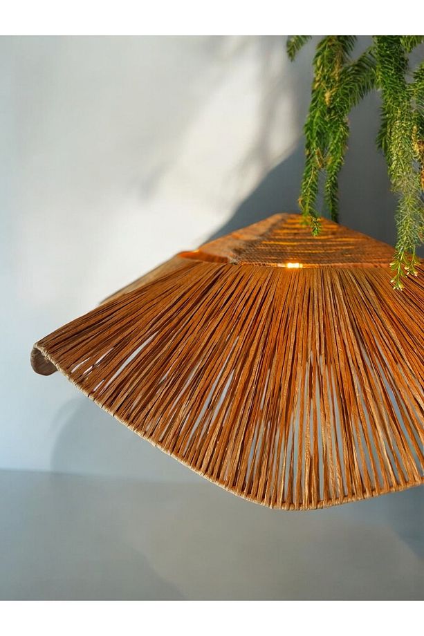 Çiçek Bohem Avize 65x65rüstik Avize Jüt Avize Doğal Avize Hasır Avize Coffe Loş Işık - 2