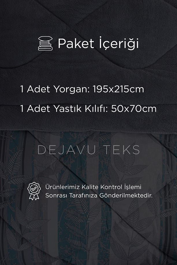 Tek Kişilik Welsoft Yorgan Seti + 2 Yastık Kılıfı | Pamuklu Yaprak Desen Çift Taraflı Yorgan Takımı - 2