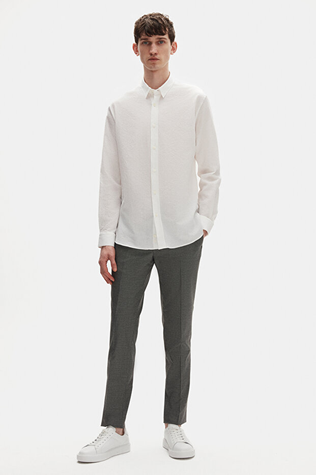 Slim Fit Beyaz Gömlek - 4