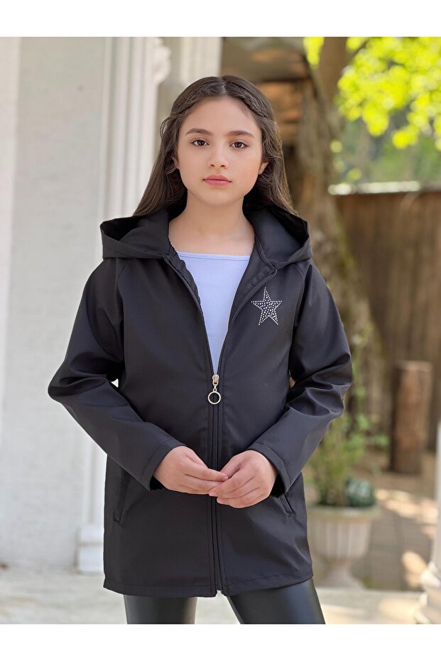 Girl's Printed Waterproof and Windproof Trench Coat-Rain Coat