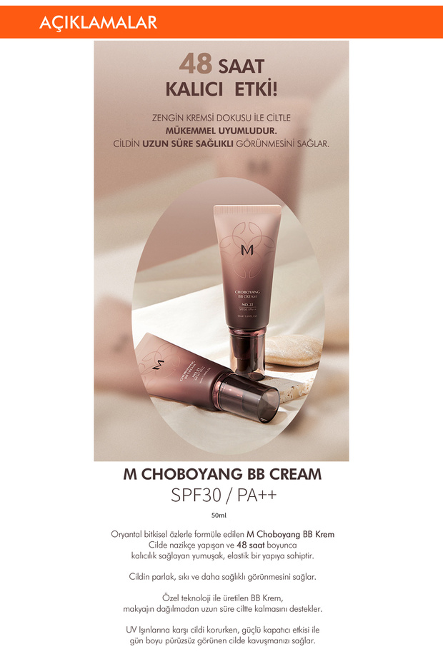 Yoğun Kapatıcılık Sağlayan Bitkisel İçerikli BB Krem M Choboyang BB Cream SPF/PA++ 50ml No.21 - 2