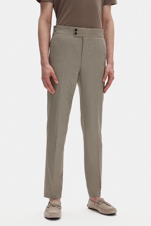 Slim Fit Bej Mikro Desen Kumaş Pantolon - 1