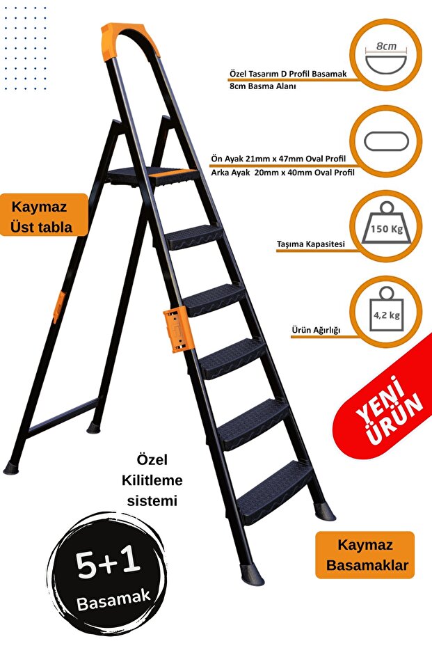Anka Plus 5+1 Basamaklı Metal Merdiven - 5