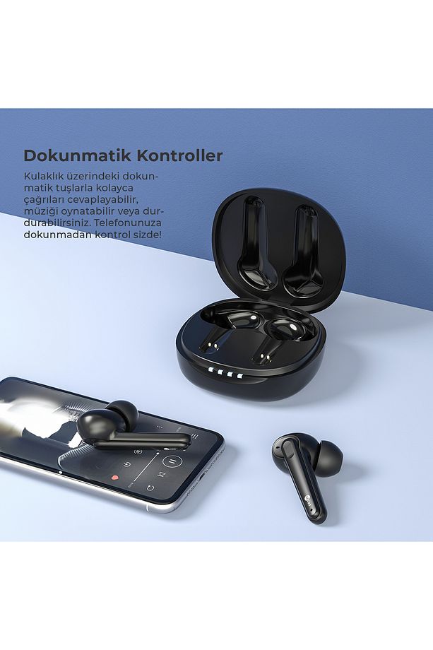 Ew302 Kablosuz Bluetooth 5.1 Tws Mikrofonlu Kulak Içi Kulaklık Siyah - 7