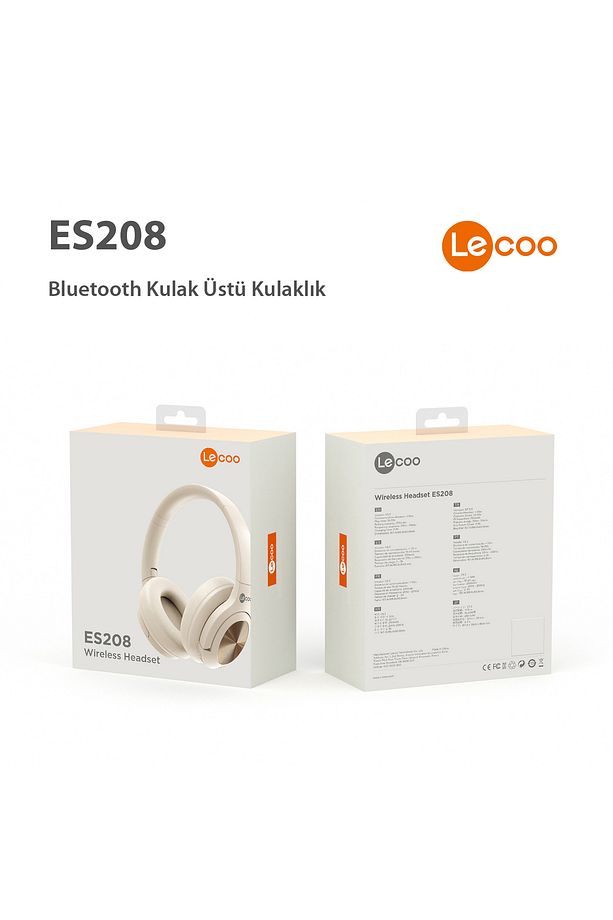 Es208 Bluetooth 5.3 Kablosuz Mikrofonlu Kulak Üstü Kulaklık Krem - 8