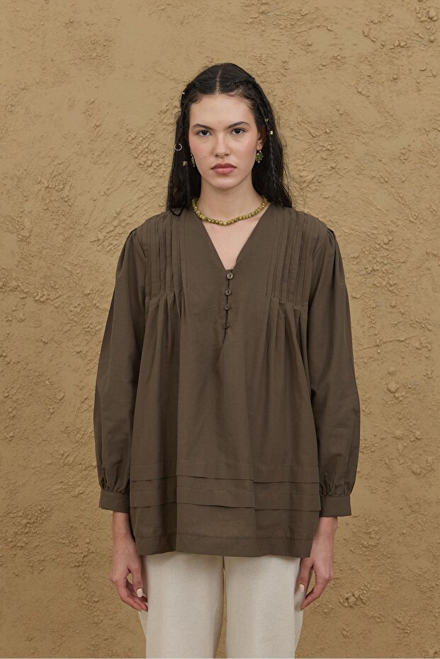 Nervürlü Gömlek Haki - 2