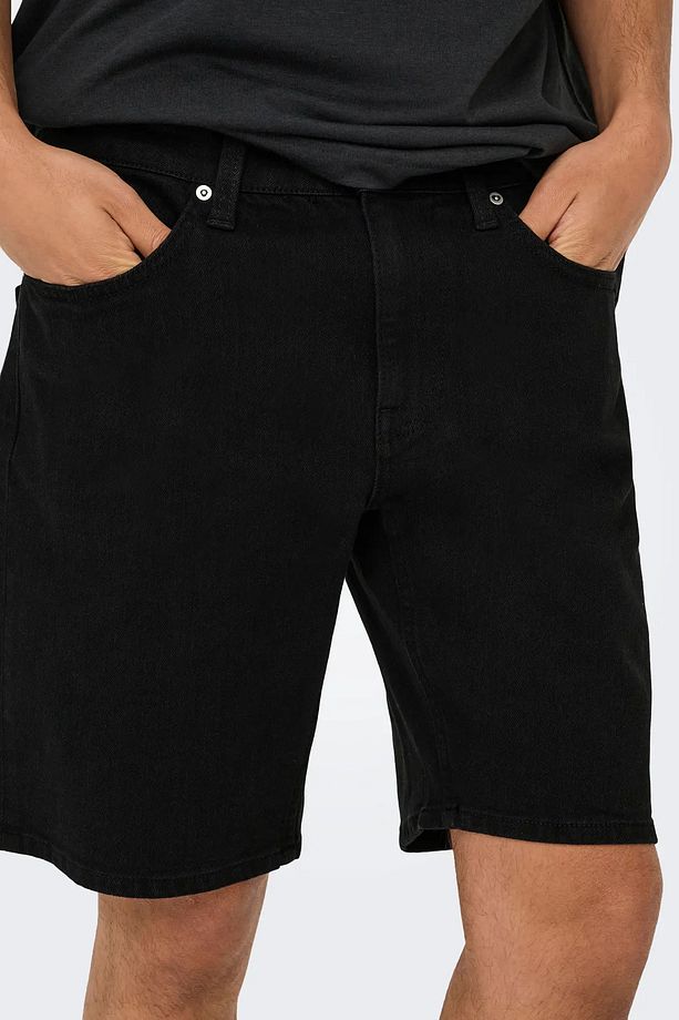 Only & Sons Erkek Onsweft Regular Fit Jean Şort 22032927 Siyah - 3