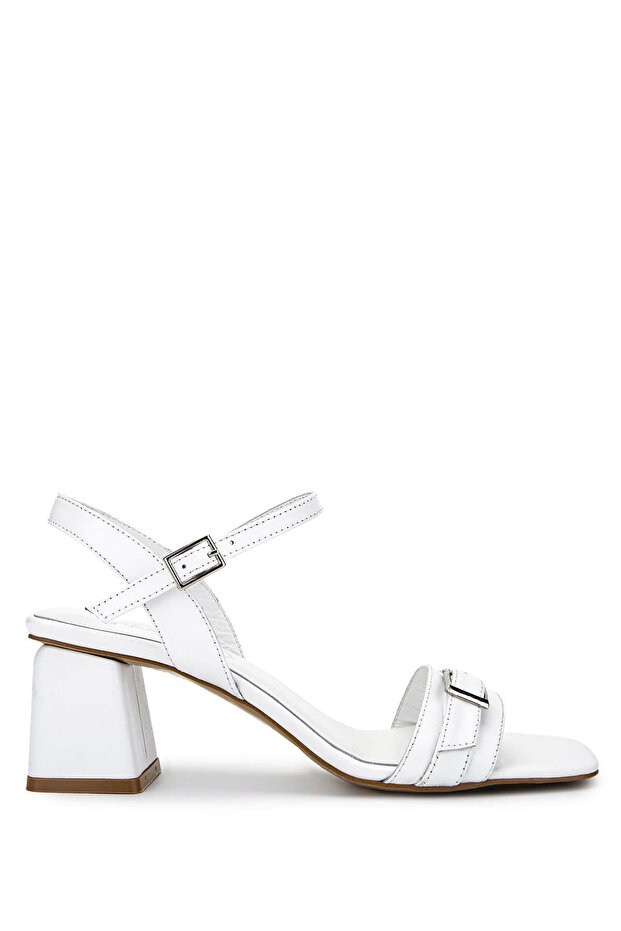 Women's Genuine Leather White Heeled Shoes