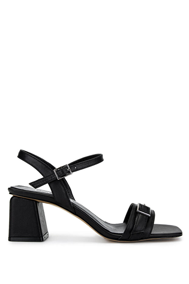 Women's Leather Black Leather Heeled Shoes