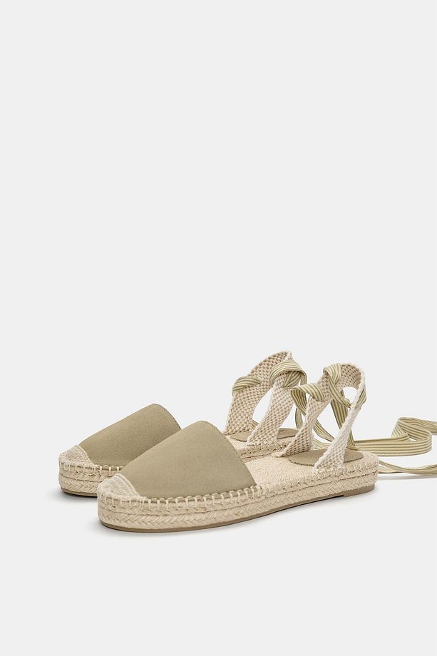 Bağcıklı deri espadril - 3