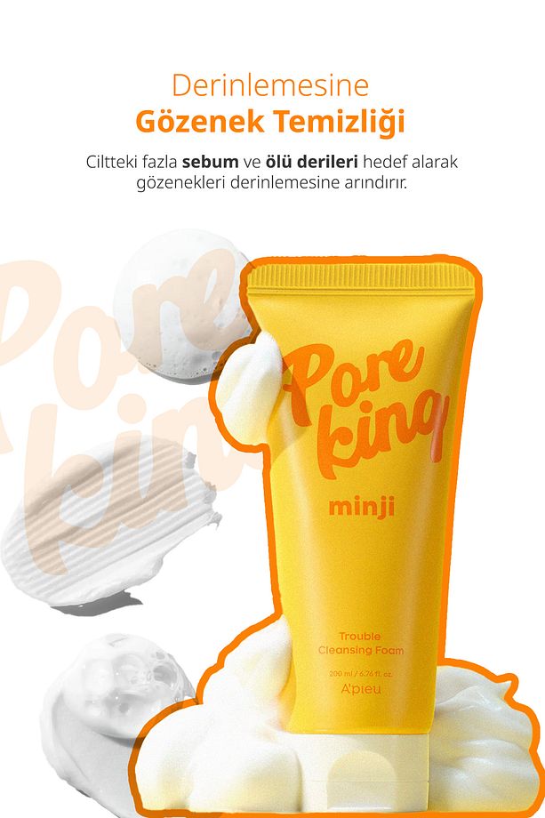 Gözenek Arındıran&Siyah Nokta Karşıtı Temizleme Köpüğü A'PIEU Pore King Minji Trouble Cleansing Foam - 4