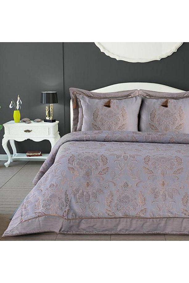 Viona Çift Kişilik Yatak Örtüsü Takımı 260x260cm Çeyizlik Jakarlı Yatakörtüsü Polyester Elyaf Dolgu - 2