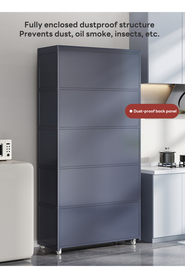 Kitchen Cabinets, Multi-layer Storage Cabinets, Movable Cupboards with Wheels - 5