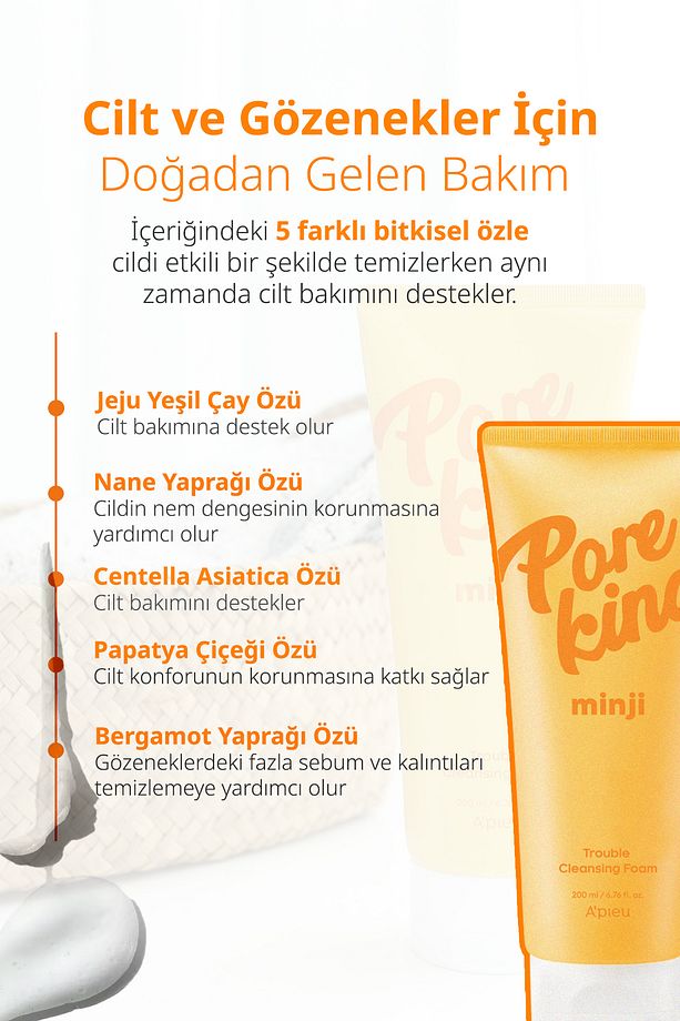 Gözenek Arındıran&Siyah Nokta Karşıtı Temizleme Köpüğü A'PIEU Pore King Minji Trouble Cleansing Foam - 7