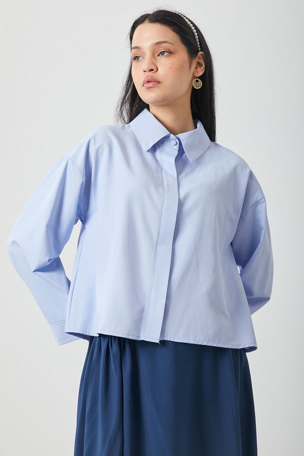 Oversize Kısa Gömlek Bebe Mavisi - 4