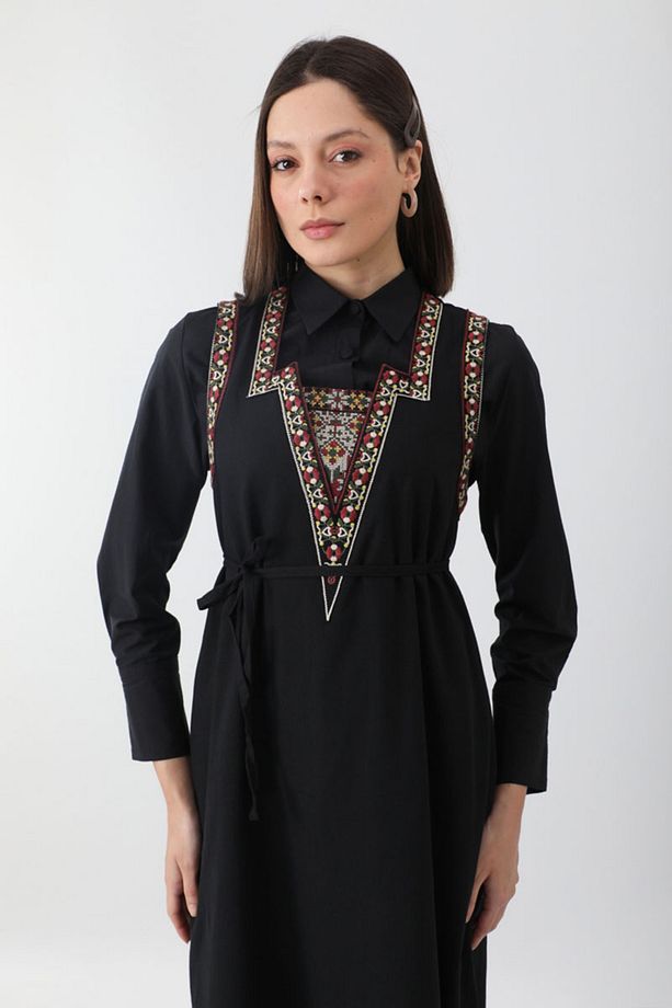 Hazal Etnik Nakışlı Jile Siyah - 2