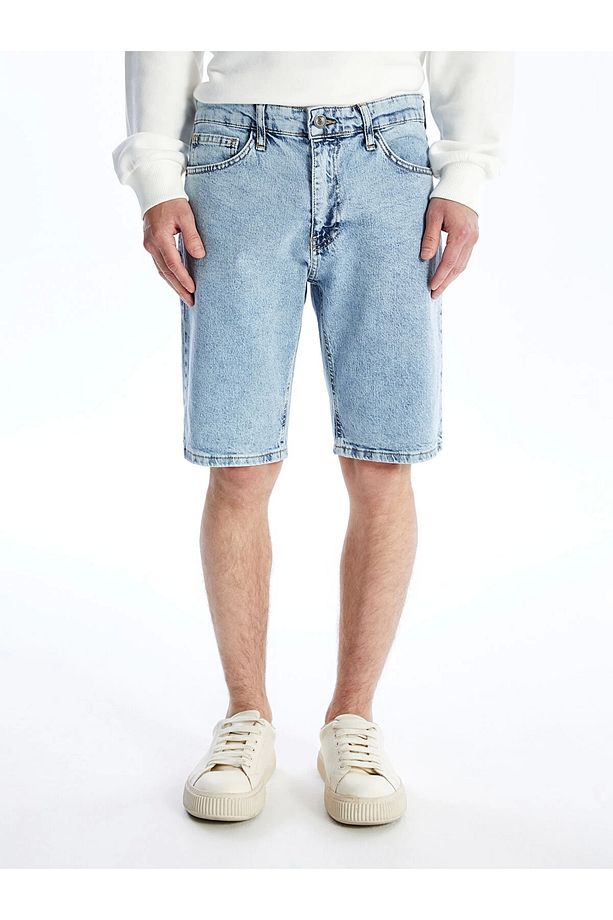 XSIDE Indigo Standart Kalıp Erkek Jean Şort - 3