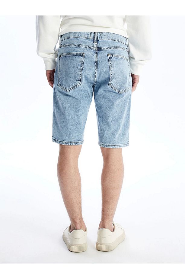 XSIDE Indigo Standart Kalıp Erkek Jean Şort - 4