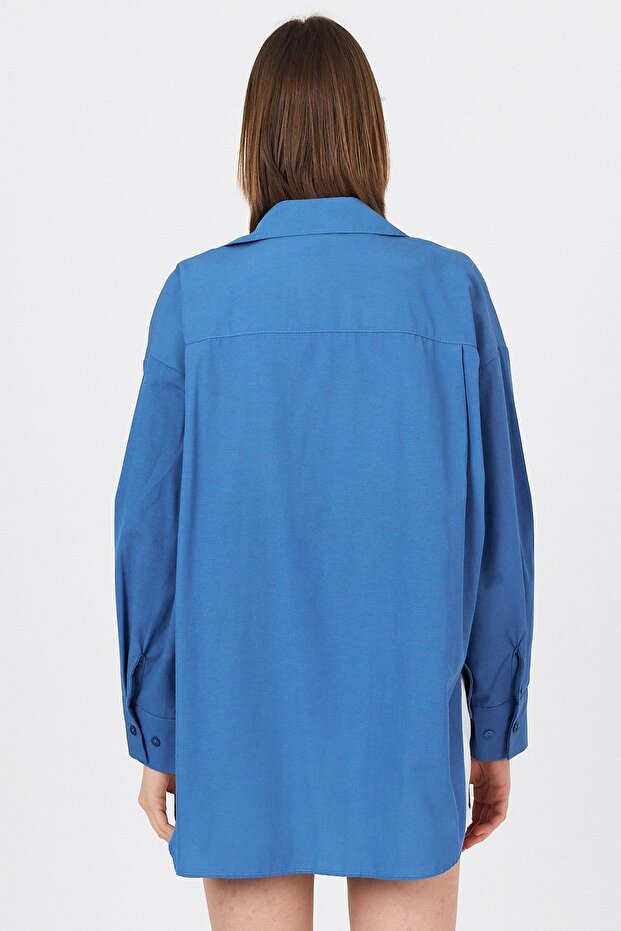 Indigo Oversize Basic Long Shirt 4664A - 5