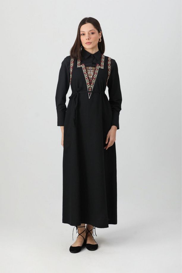 Hazal Etnik Nakışlı Jile Siyah - 7