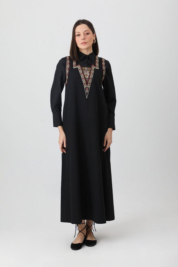 Hazal Etnik Nakışlı Jile Siyah - 5