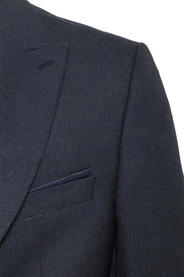 Lacivert Slim Fit Desenli Sivri Yaka 6 Drop Klasik Takım Elbise - 5
