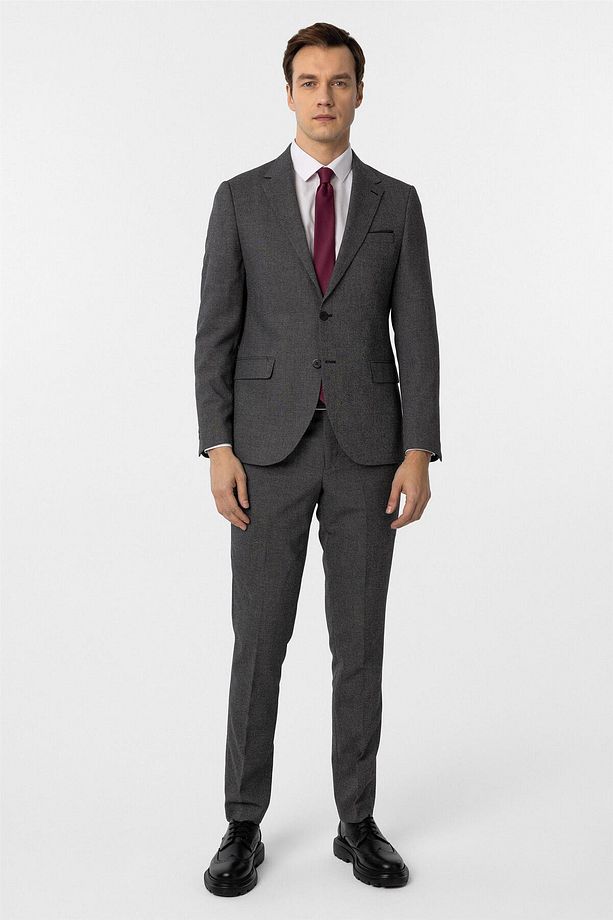 Siyah Slim Fit Desenli Mono Yaka 6 Drop Klasik Takım Elbise - 2